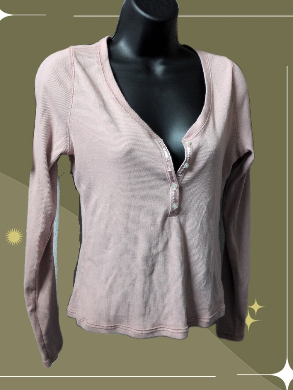 ✨ Sale Abercrombie And Fitch Light Mauve Cropped Henley Shirt Size M